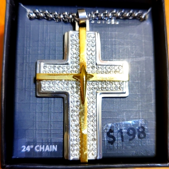 Gold & Silver Plated Diamond Cross